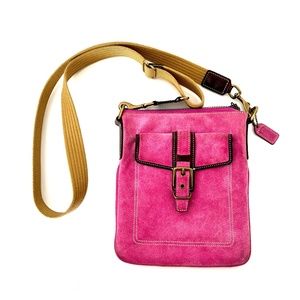 🎄. Coach 8E87 Hamilton Pink Messenger Crossbody Swingpack Bag  Suede Le…